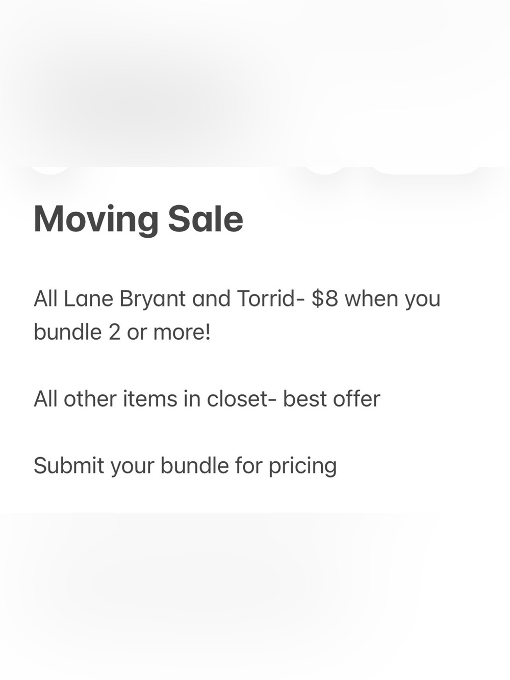 **Sale Announcement *** All Lane Bryant and Torrid items- $8 each! Bundle